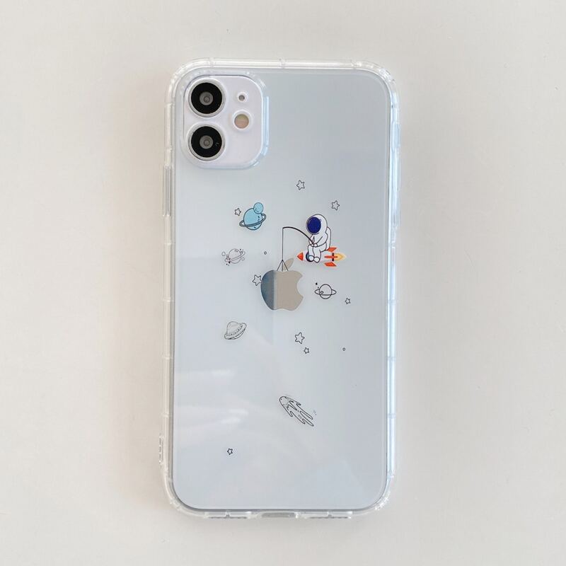 

Astronaut & Planet Print Phone Case, Clear