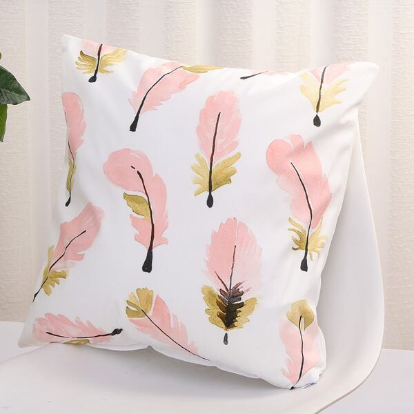 

Feather Print Cushion Cover Without Filler, Multicolor
