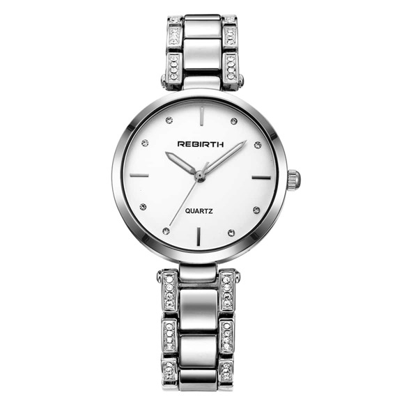 

Rhinestone Decor Round Pointer Quartz Watch