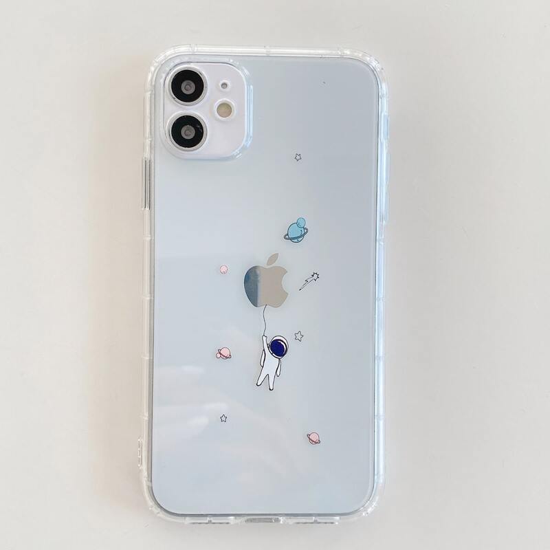 

Astronaut & Planet Print Phone Case, Clear