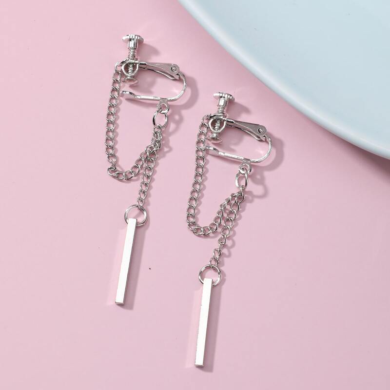 

Chain & Bar Ear Cuff, Silver