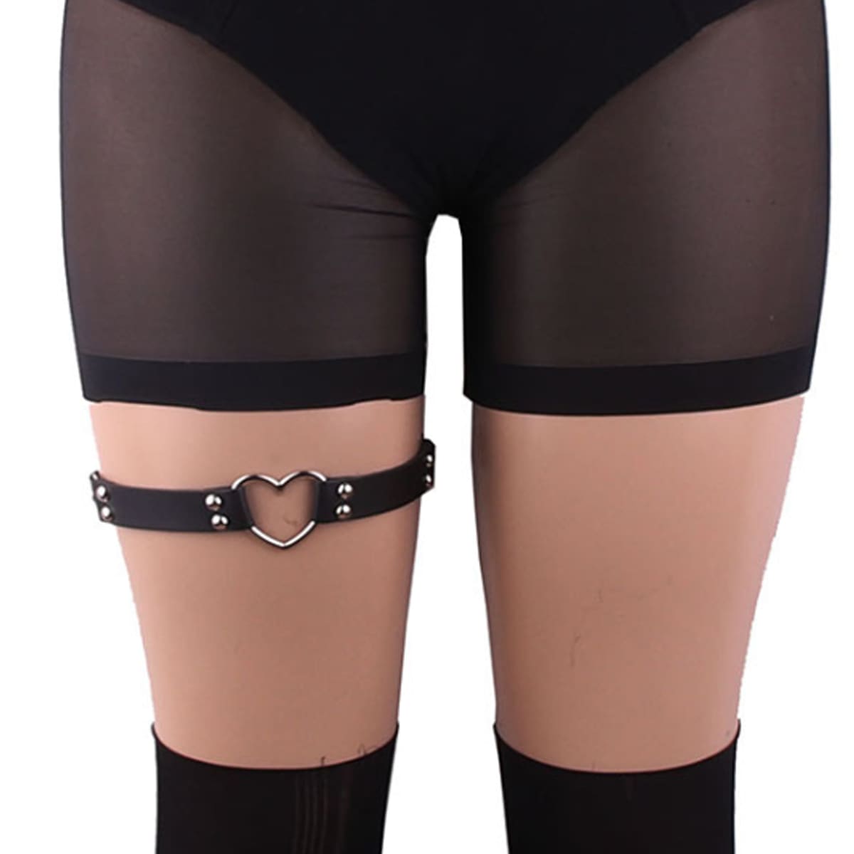 

Heart Linked Thigh Garter, Black