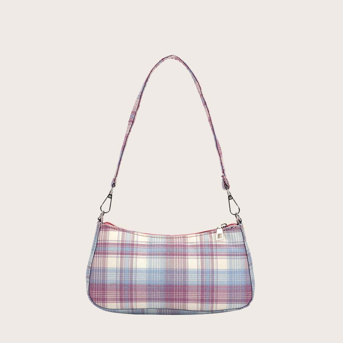 

Plaid Shoulder Bag, Purple