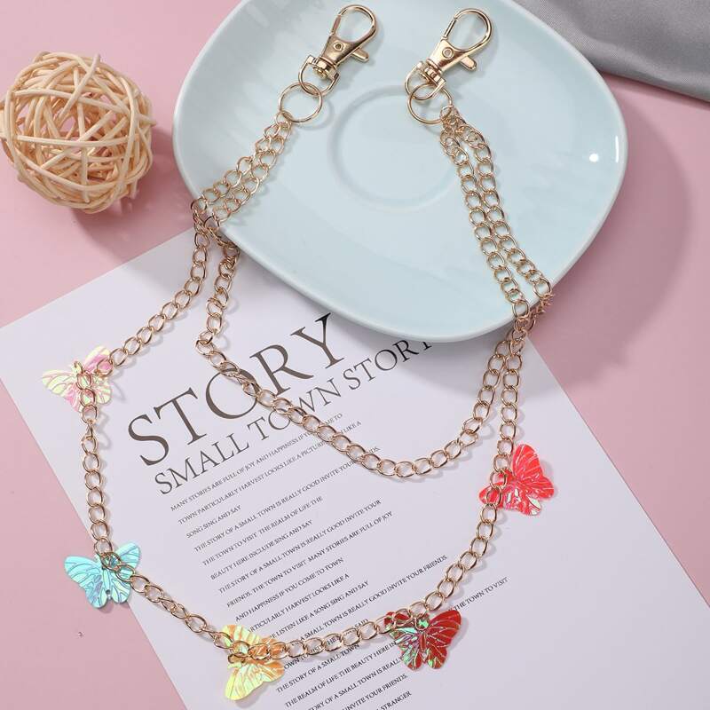 

Holographic Butterfly Pants Chain, Gold