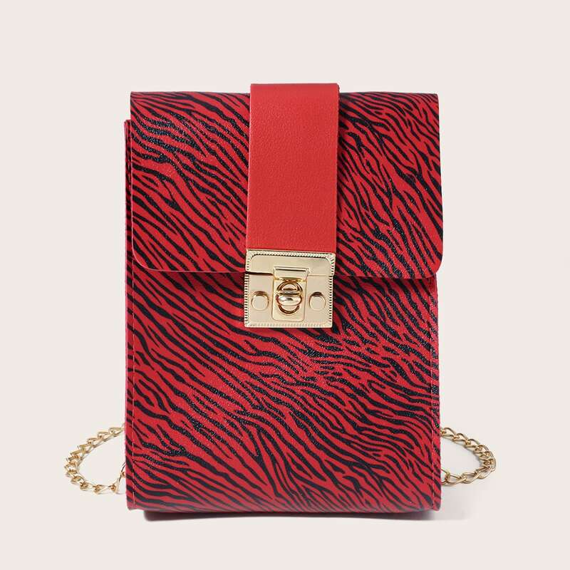 

Zebra Striped Crossbody Bag, Red