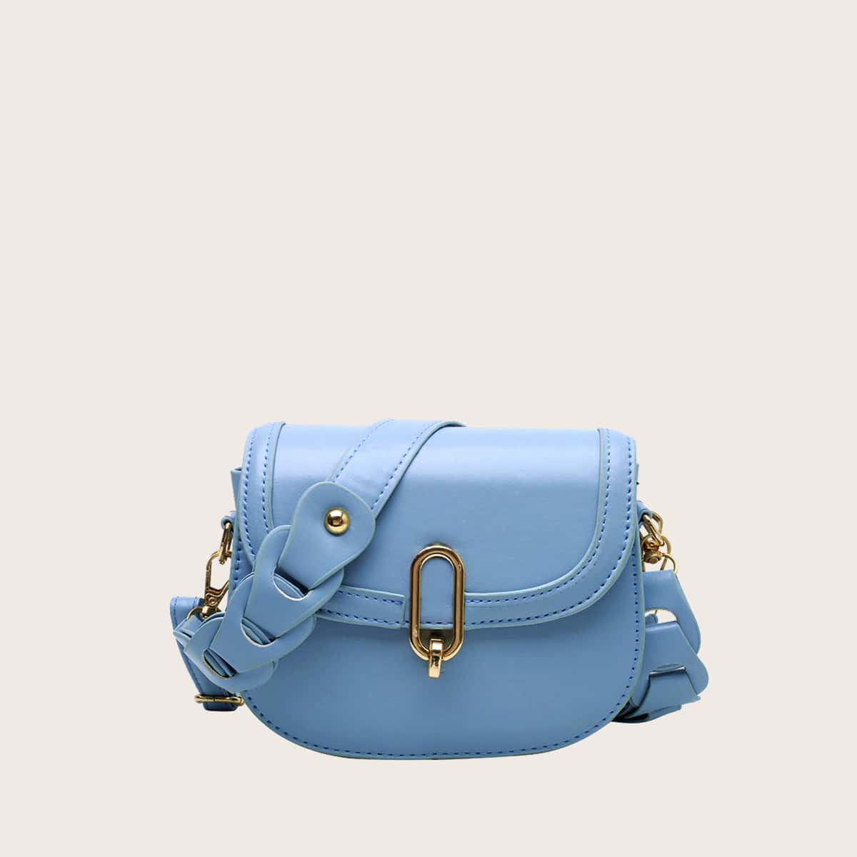 

Metal Lock Shoulder Bag, Blue
