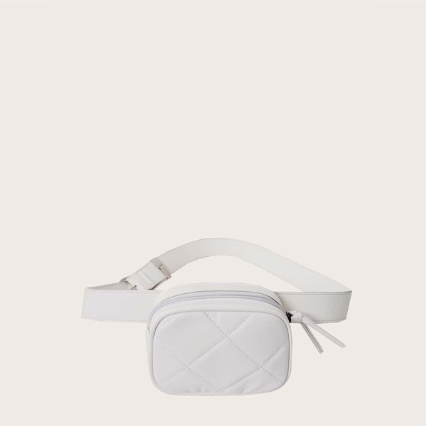 

Quilted Belt Bag, White