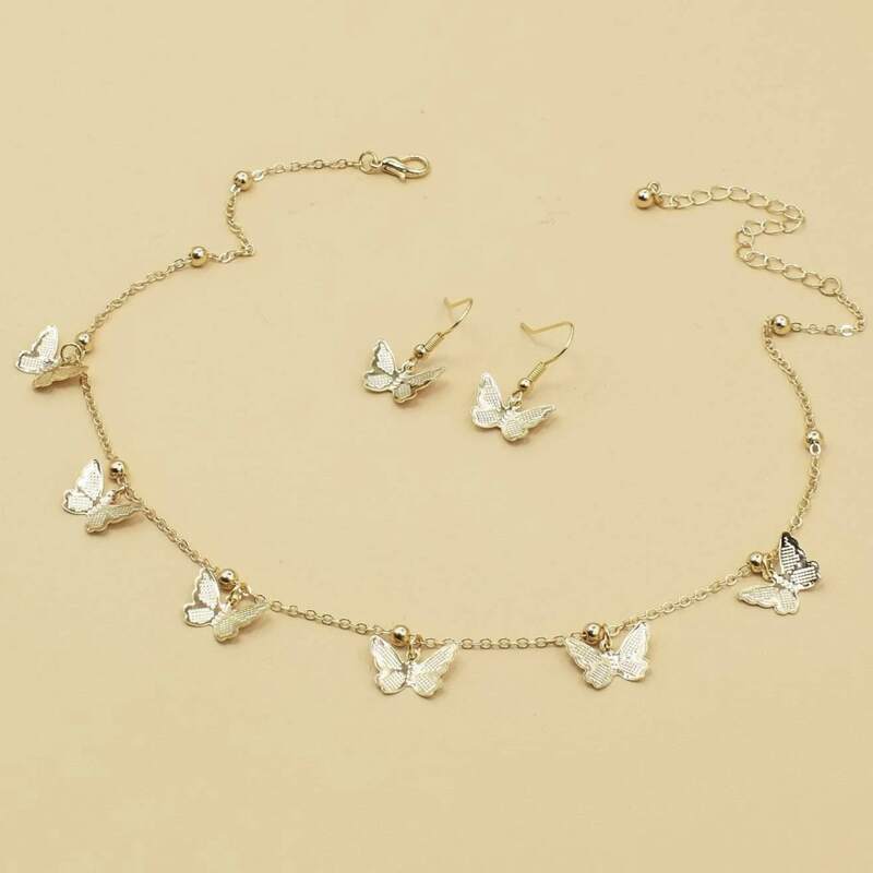 

3pcs Butterfly Jewelry Set, Gold