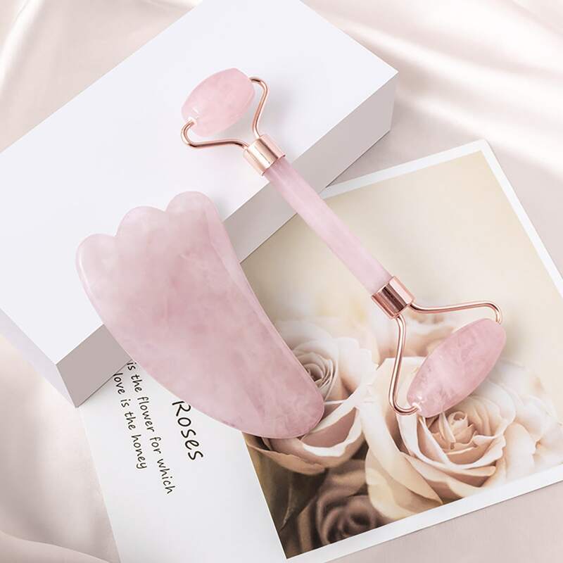 

2pcs Facial Massage Roller & Board, Baby pink