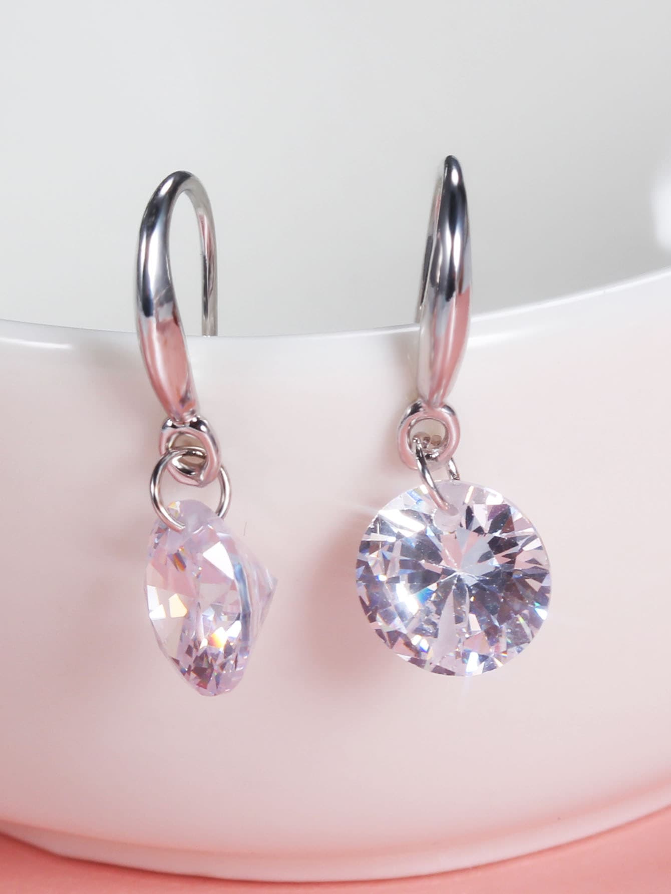 Thả hoa tai Khối Zirconia - Bạc - Xem 1