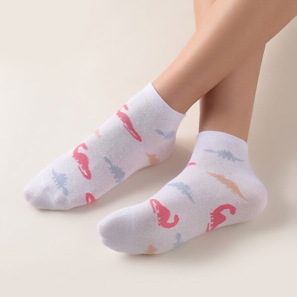 

3pairs Cartoon Graphic Ankle Socks, White