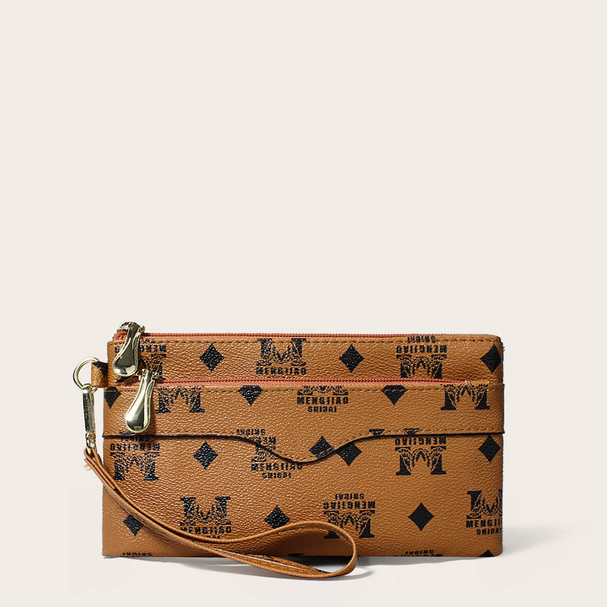 

Graphic Zipper Long Wallet, Yellow