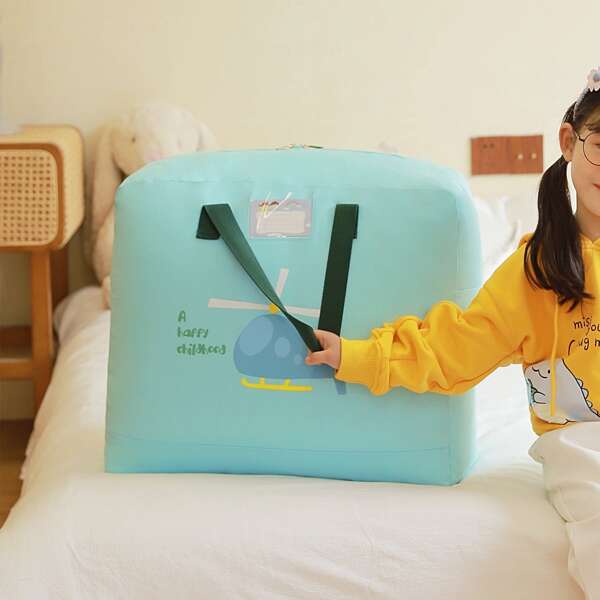 

Helicopter Print Quilt Storage Bag, Blue