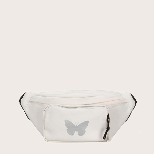 

Butterfly Pattern Fanny Pack, Beige