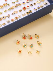 RINTOLER 100pairs Random Style Stud Earrings - Yellow Gold - View 2