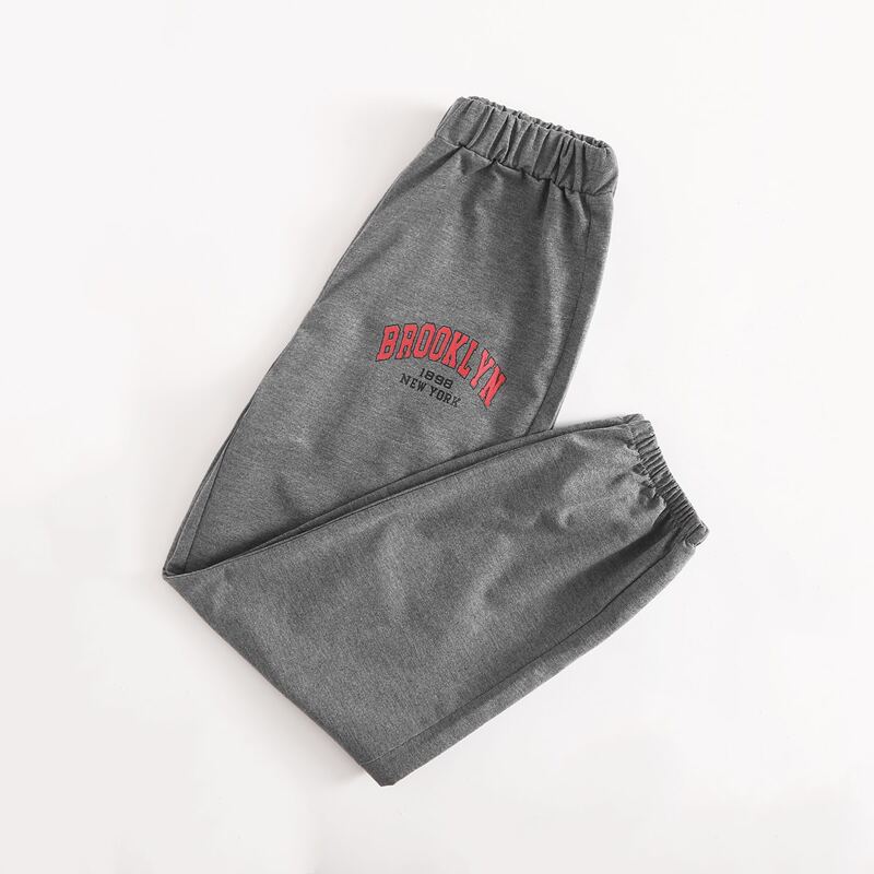 

Letter Elastic Waist Sweatpants, Dark grey