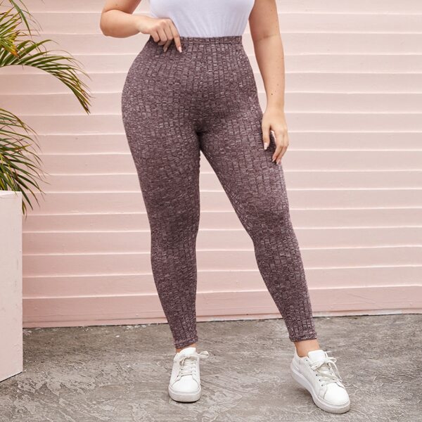 

Plus Rib-knit Leggings, Maroon