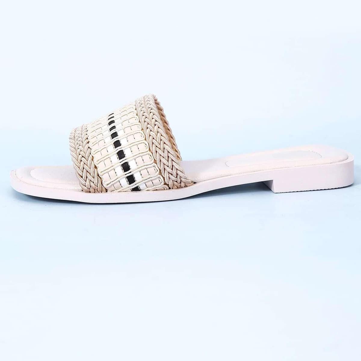 

Braided Slide Sandals, Beige