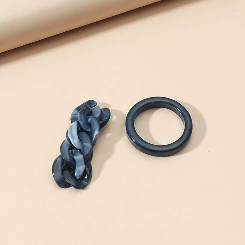 

2pcs Simple Chain Ring, Blue