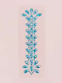 1sheet Rhinestone Tattoo Sticker - Blue - View 1
