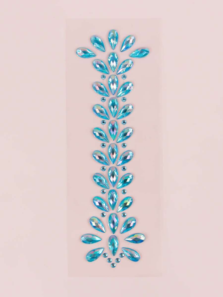 1sheet Rhinestone Tattoo Sticker - Blue - View 1