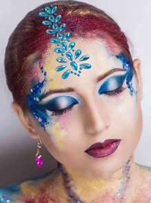 1sheet Rhinestone Tattoo Sticker - Blue - View 3