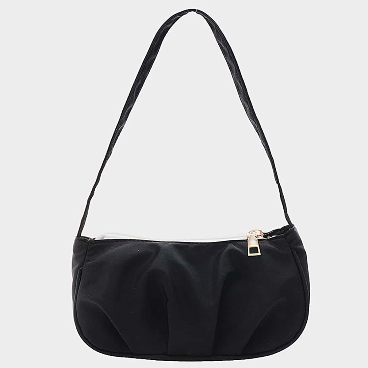 

Ruched Shoulder Bag, Black