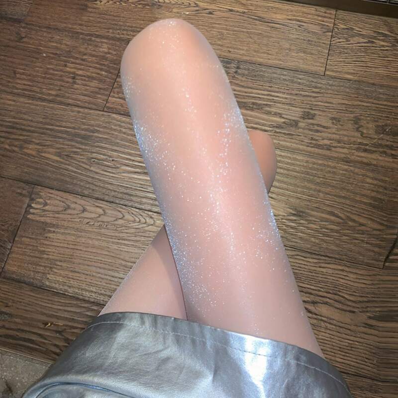 

1pair Glitter Mesh Tights, White