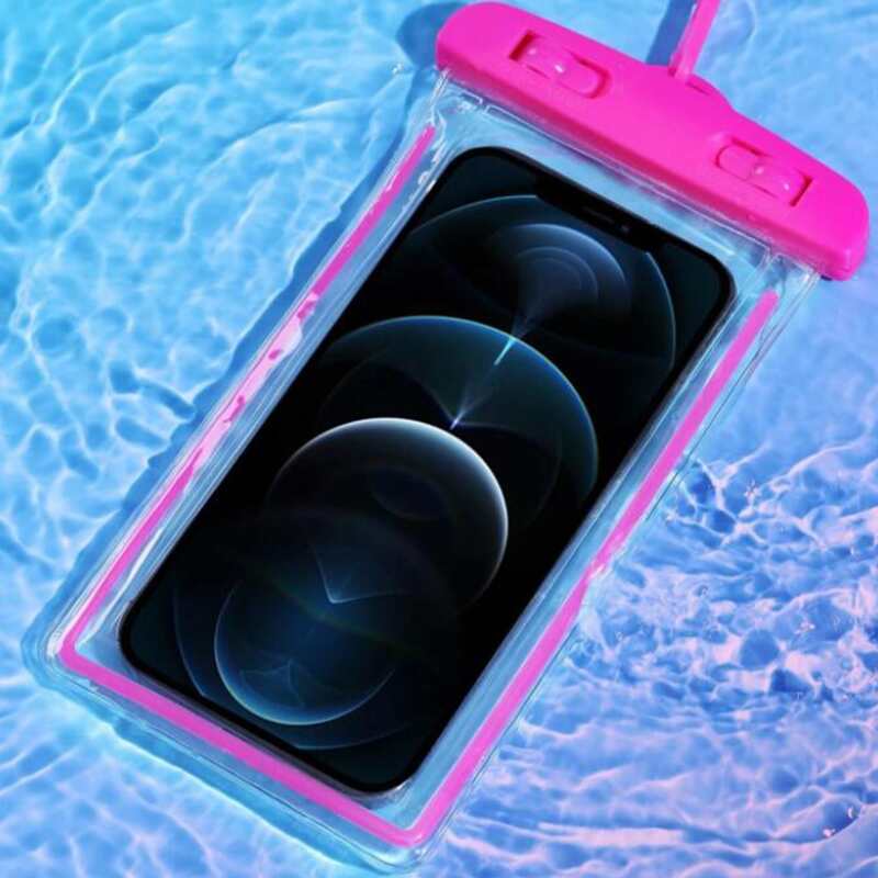 

1pc Clear Waterproof Phone Bag, Pink