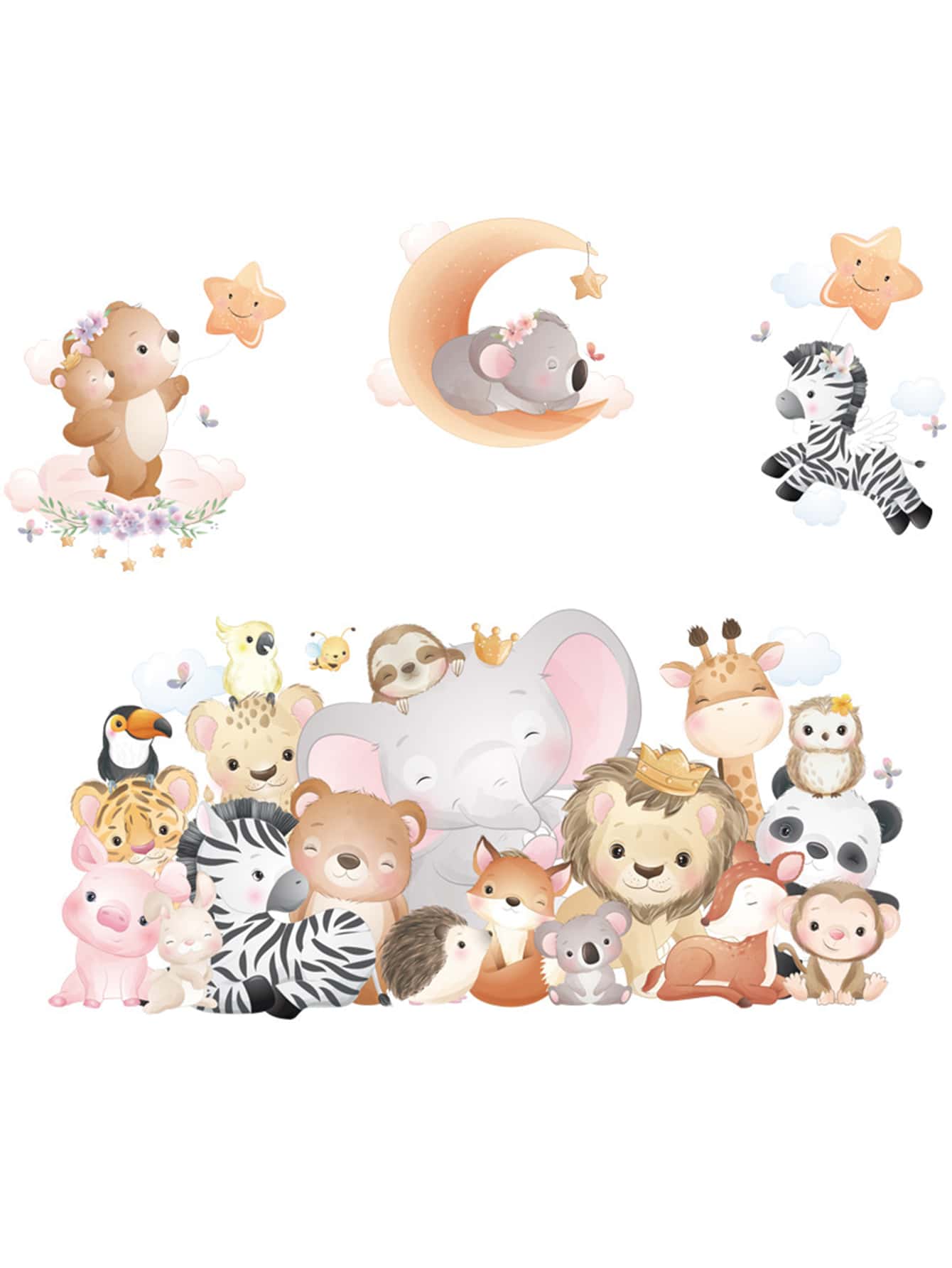 Decoración de habitaciones de niños Pegatinas de Pared - Multicolor - Añade 6
