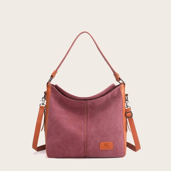 

PU Splicing Shoulder Bag, Rusty rose