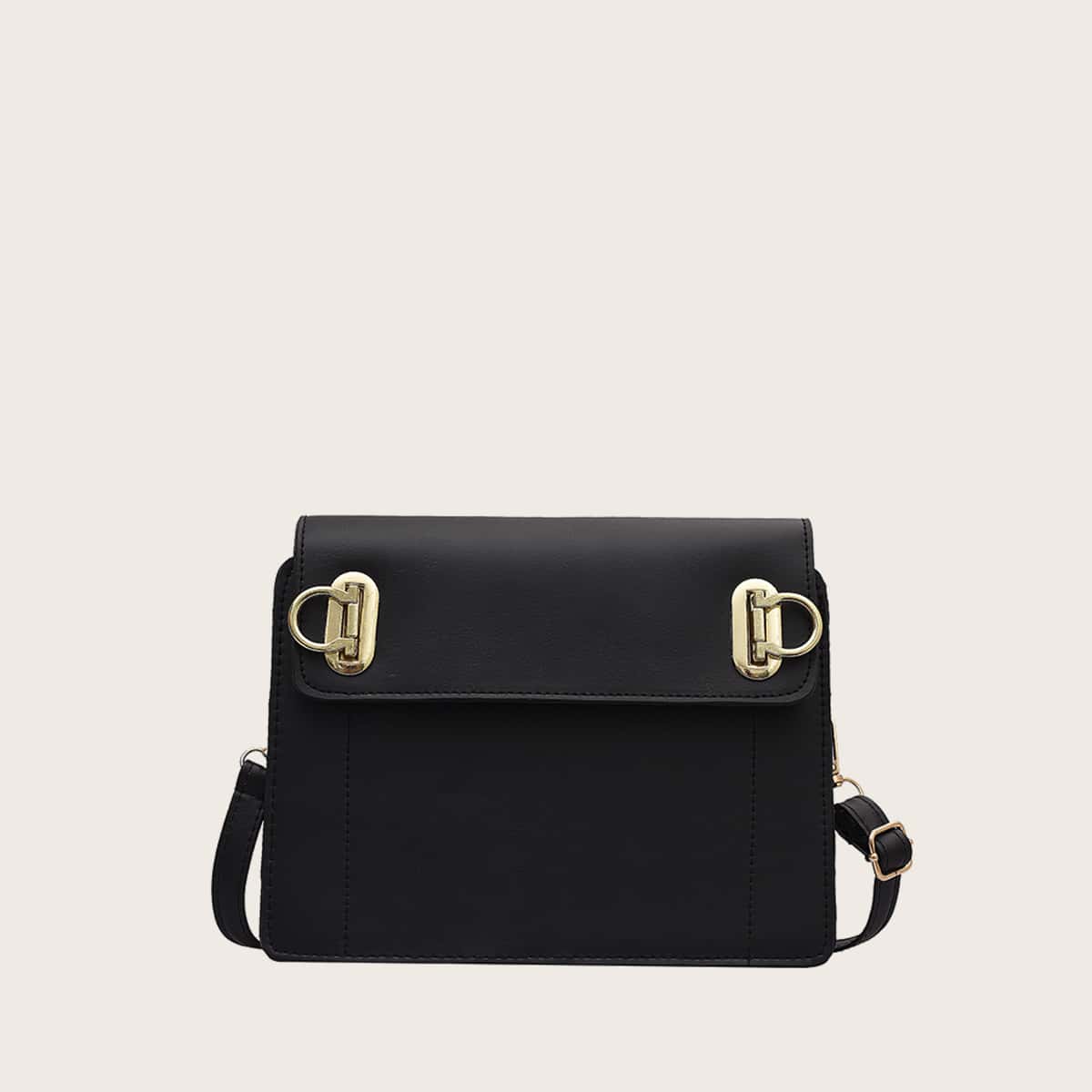 

Metal Lock Crossbody Bag, Black
