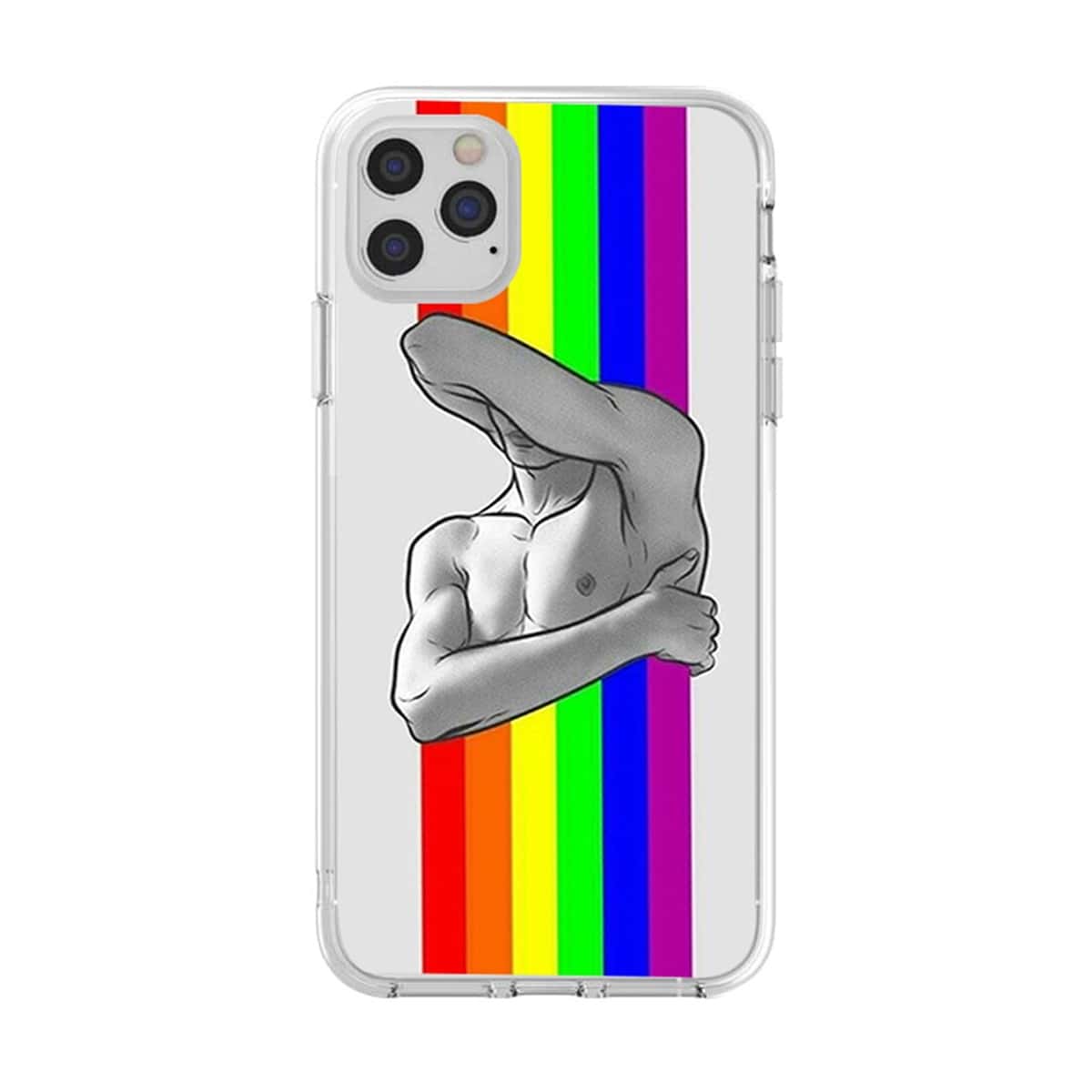 

Rainbow & Figure Print Phone Case, Multicolor
