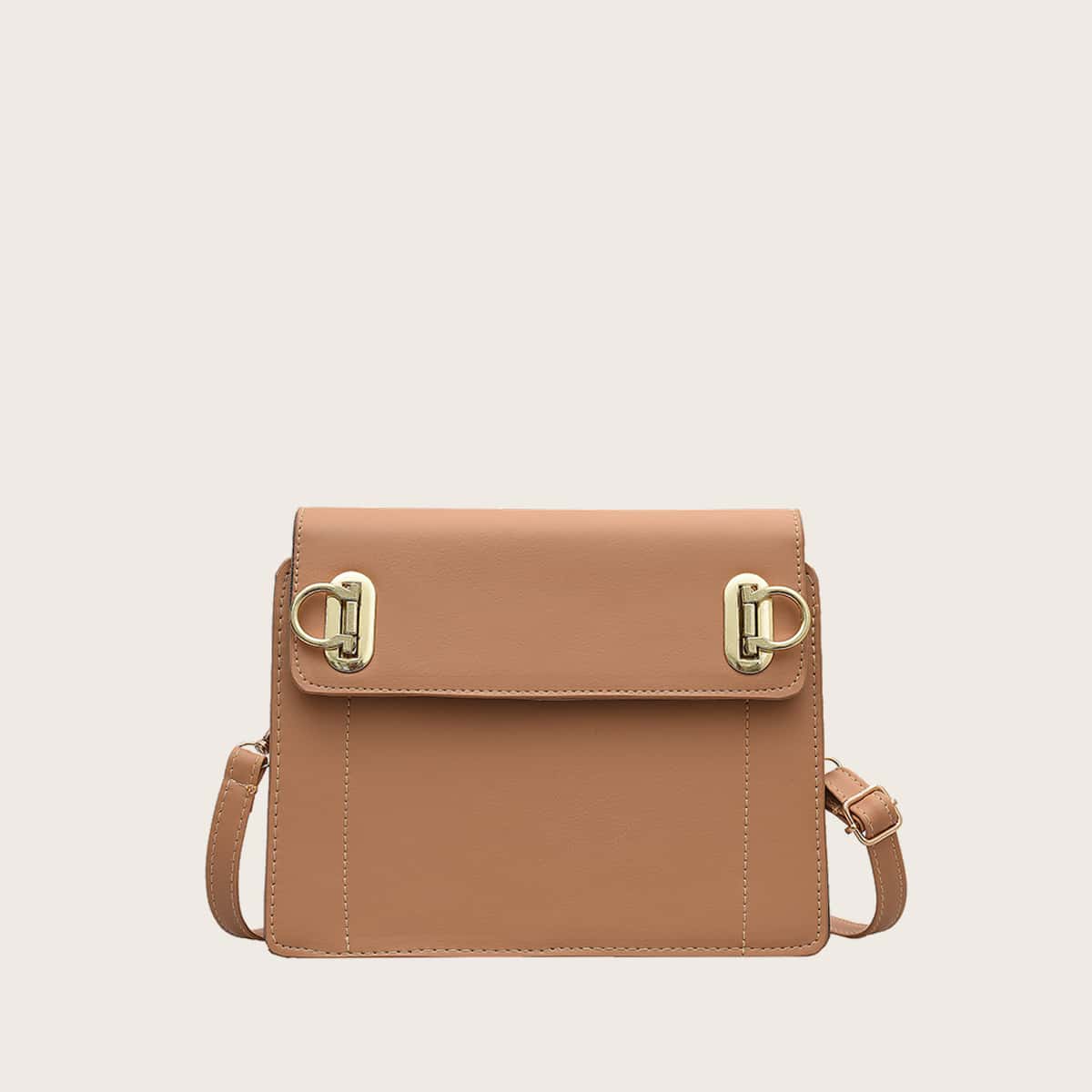 

Metal Lock Crossbody Bag, Camel