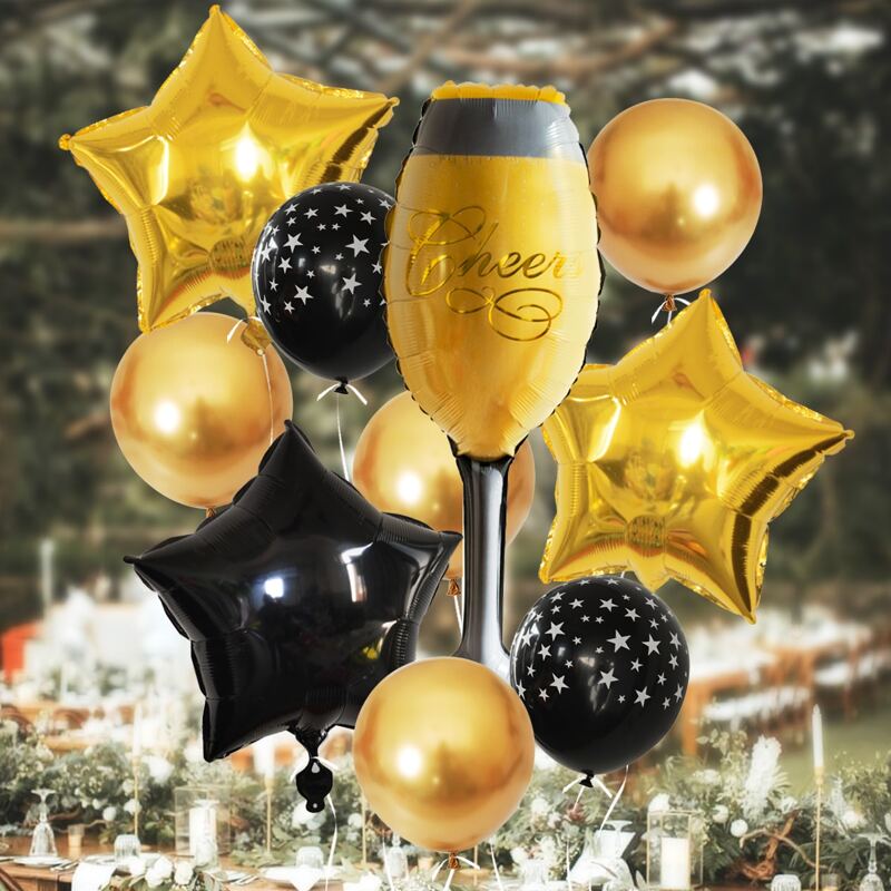 

12pcs Goblet Design Decorative Balloon Set, Multicolor