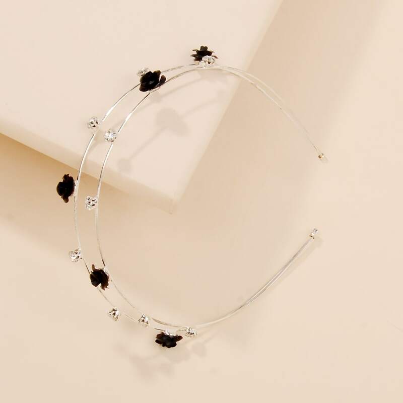 

Rhinestone & Rose Headband, Multicolor