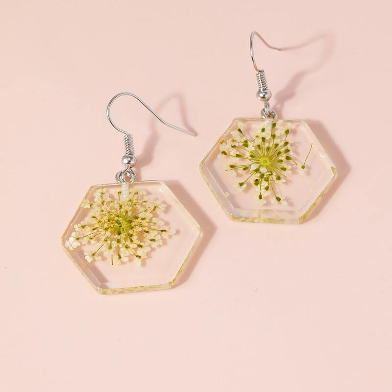 

Flower Decor Drop Earrings, Multicolor