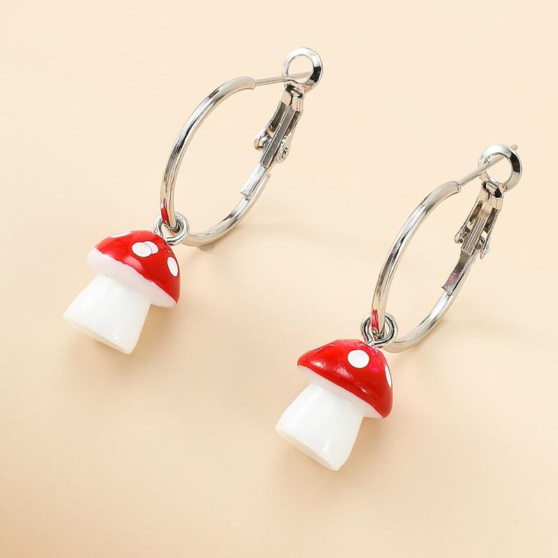 

Mushroom Decor Drop Earrings, Silver