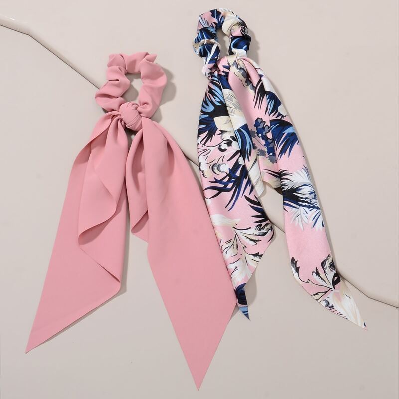 

2pcs Leaf Scrunchie Scarf, Multicolor