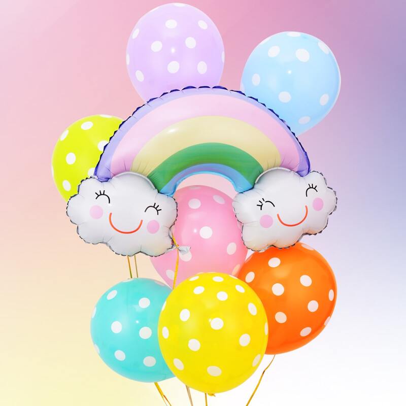 

10pcs Rainbow Design Decorative Balloon Set, Multicolor