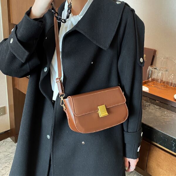 

Minimalist Flap Crossbody Bag, Brown
