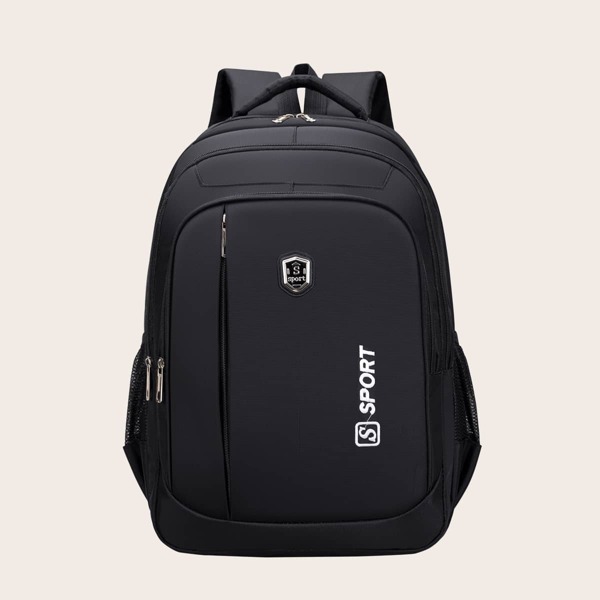 

Men Letter Graphic Large Capacity Backpack, Black