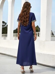 Al Najma 幾何圖案直筒洋裝不附帶腰帶 - 藏蓝色 - 查看 2