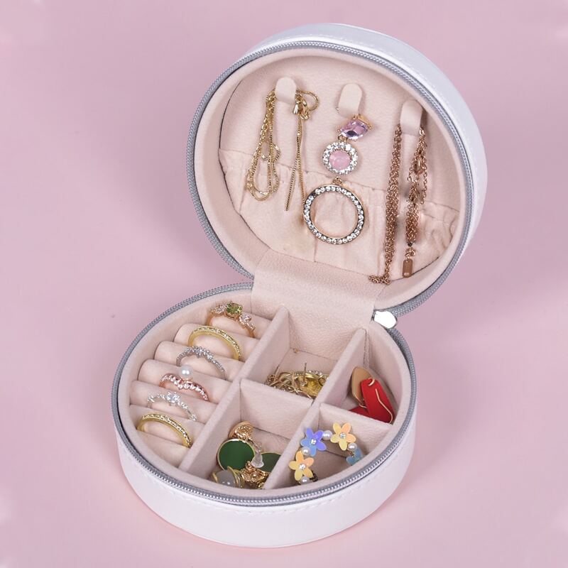 

1pc Round Jewelry Storage Box, White