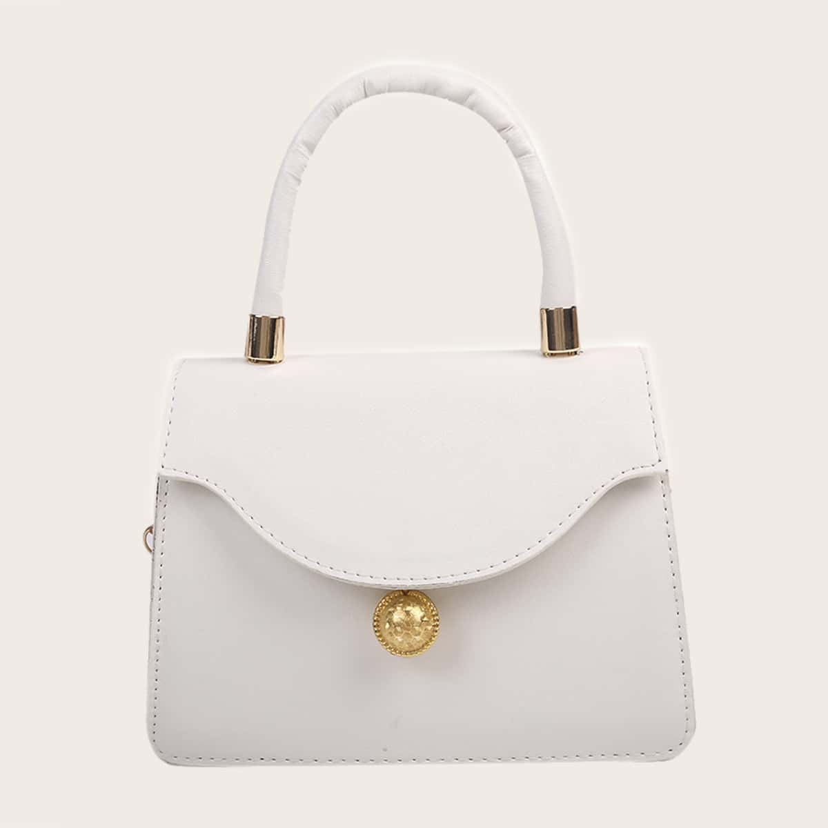

Flap Chain Satchel Bag, White