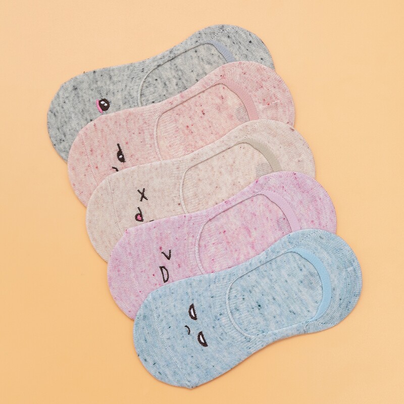 

5pairs Cartoon Invisible Socks, Multicolor