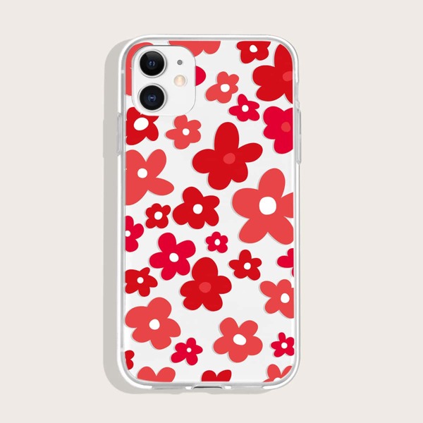 

Floral Pattern Phone Case, Red
