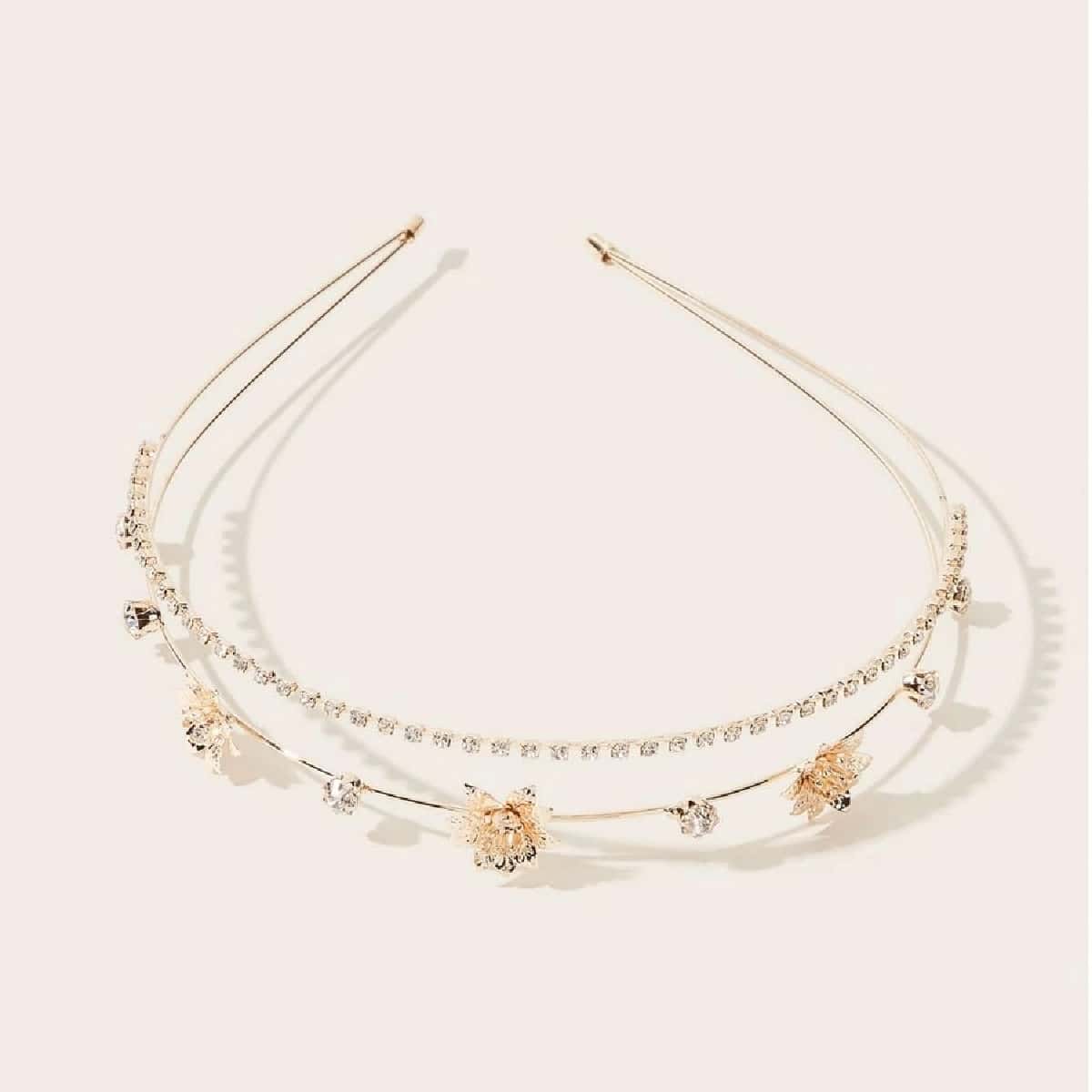 

Rhinestone & Floral Headband, Gold