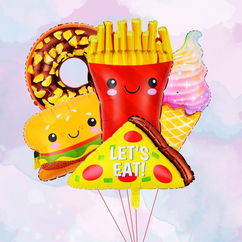 

7pcs Food Shaped Balloon Set, Multicolor