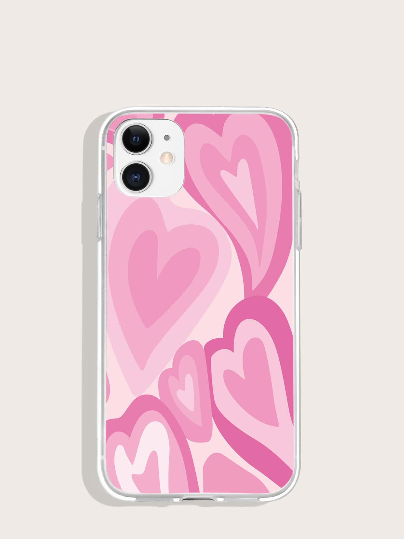 Heart Pattern Phone Case - Pink - View 1